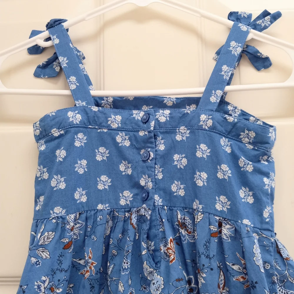 Janie And Jack Mixed Paisley Floral Maxi Dress Size 5 Blue Brown Tiered Summer - Picture 5 of 14